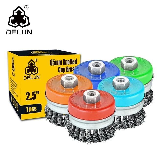 info-1-1 DELUN 75mm High-Quality Knotted Cup Wire Brush